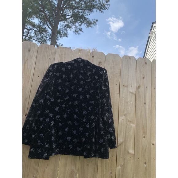 Vintage Tan Jay‎ Velour Open Jacket Black Floral size 14 grey blazer spring - Picture 7 of 7